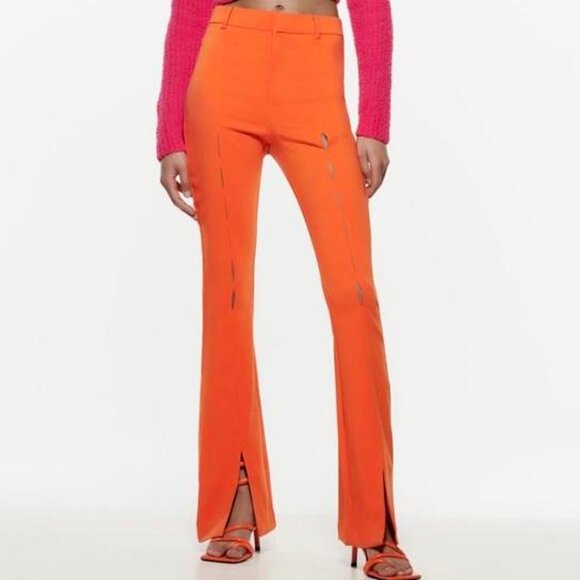 ZARA Orange High Waisted Pants With Slits (Small) - Picture 1 of 10